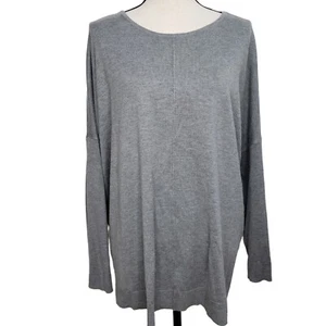 Chicos L/S Pullover Sweater Size 3 XL Gray Knit Round Neckline - Picture 1 of 6