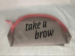 Benefit Cosmetics "Take A Brow" Dome Makeup Zip Plastic Travel Bag Gray - Picture 1 of 2