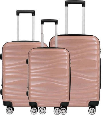 DMS BK-3002 Trolley Hartschalenkofferset Reisekofferset 3-Teilig 4 Rollen, Rosa - Bild 1 von 4