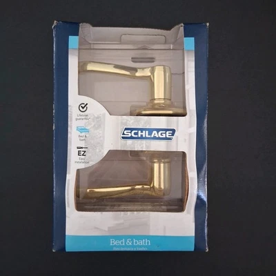 Schlage F40VFLA609 Flair Palanca Entrada con Llave, Latón Brillante ~ NUEVO Foto 1 de 4