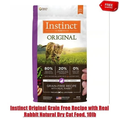 Instinct 原装无谷物食谱带真兔天然干猫粮,10 磅 — 第 1/4 张图片