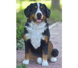 Estatua grande de perro de montaña bernés marrón negro blanco interior exterior - Imagen 1 de 7