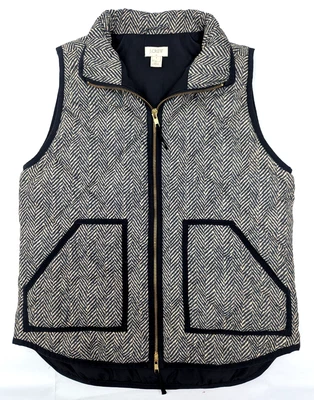 Chaleco de Plumón J CREW Mujer Pequeño Gris Espiga Acolchado Puffer Bolsillos Exterior Usado en Excelente Condición Foto 1 de 4