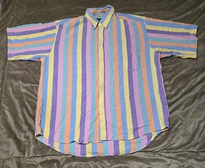 Vintage Tango Stripe Button Down Tshirt Xl 90s Colorful - Image 1 of 4