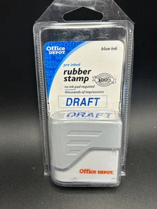 Office Depot Pre-Inked “Draft” Rubber Stamp Blue Ink NEW - Bild 1 von 3
