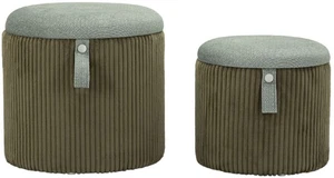 Bolzano Pouf Set 2-teilig grün Ø38x38 cm und Ø32x28 cm mit Stauraum - Bild 1 von 9