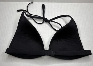 PINK Victoria’s Secret Bikini Top Swimwear  Black Triangle Halter Large A-C - Picture 1 of 3
