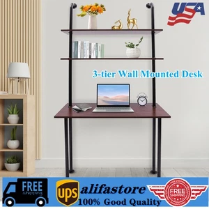 3 Ebenen Wandmontage Schreibtisch Tisch Wand Organizer Wandhalterung Computer Schreiben - Bild 1 von 18