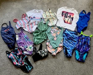 Lot Of 15 girl’s swimsuits size 10 Abercrombie + Mix Brands. And Bonus Pieces! - Picture 1 of 4