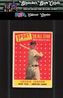 1958 Topps 489 Jackie Jensen Creased - Image 1 of 2