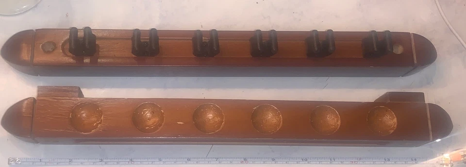 Taco de billar/piscina de madera dura montado en la pared de 2 piezas, 6 tacos Foto 1 de 4