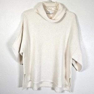 Peserico Easy Wasserfallausschnitt Pullover Damen L Creme Kaschmirmischung Minimalistisch Italy - Bild 1 von 11