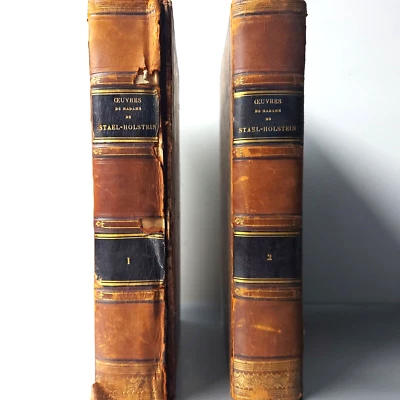 Madame de Staël Œuvres Complètes – 1836 Firmin Didot – Leather 2-Vol Set – Rare - Image 1 of 4