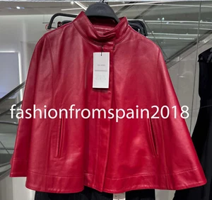 ZARA NEW WOMAN CROPPED LEATHER ZIP CAPE RED XS-S,M-L  3920/057/600 - Picture 1 of 3