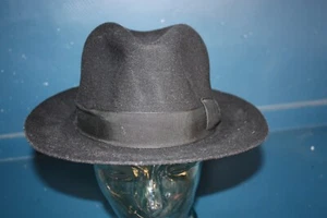 Cappello vintage Mybro The Graduate nero trilby Fedora made Gt Britain 7 1/4 59 revival - Foto 1 di 17