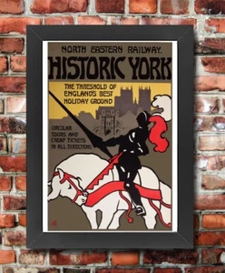 TX631 Vintage gerahmtes historisches York Reise Poster British NER Eisenbahn A3/A4 - Bild 1 von 1