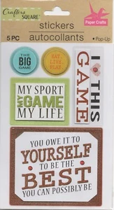 Sports Sport Game Games Play Best Life 5 Piece Player Crafter's Square Stickers - Picture 1 of 1