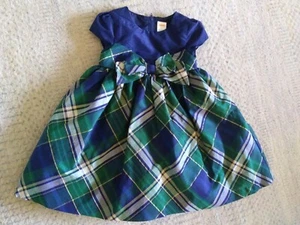 Gymboree dress Blue Green Checked GOLD Metallic CHRISTMAS size 2T - Picture 1 of 4