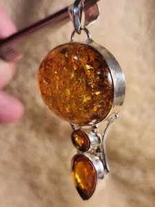 Sterling Silver 925 overlay, Amber & Citrine Pendant. - Picture 1 of 16
