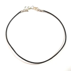 1mm Cordón de Cuero Negro con Cierre de Plata Esterlina 925 PULSERA, TOBILLO, COLLAR - Imagen 1 de 8