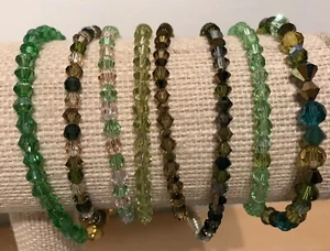 Green Crystal Bead Bracelets with Gold or Silver Plated Magnetic Clasps - Picture 1 of 29