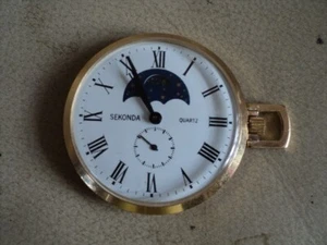 VERY RARE Vintage Men's Sekonda Moonphase Quartz Pocket Watch GWO - Picture 1 of 5