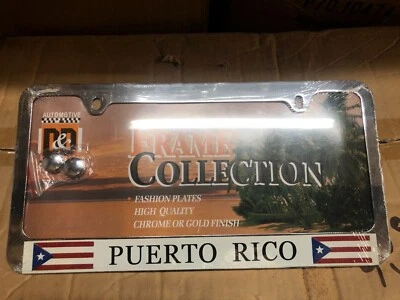 2x Puerto Rico Flag High Quality Stainless Steel Metal License Plate Frame Pair - Image 1 of 2