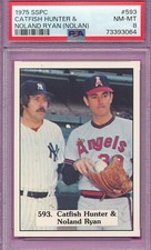 NOLAND NAME ERROR 1975 SSPC #593 CATFISH HUNTER NOLAN RYAN PSA 8 NM-MINT *TPHLC