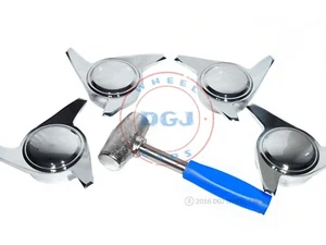 3 Bar Smooth Knockoff Spinners & Blue USA Made Lead Hammer for Lowrider Rims (M) - Foto 1 di 7