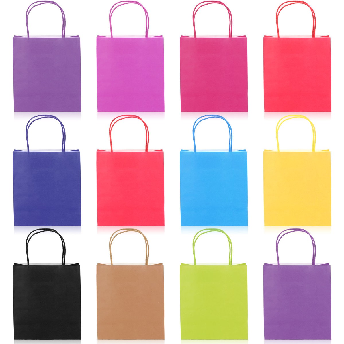 SONYANG 50-Pack Kraft Paper Gift Bags With Handles - 5.9x3.1x8.2 Inch, Red, Heavyweight 130gsm - View #4