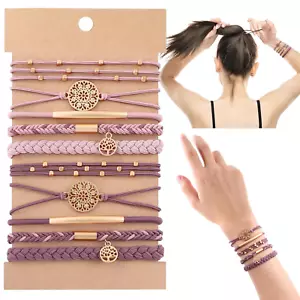 10PCS Hair Ties Bracelet for Women 5 Styles Soft Braided Boho Hair Bands Elastic - Picture 1 of 7