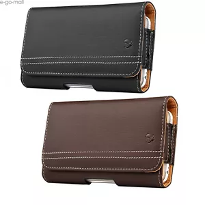 Universal Cell Phones Pouch Case Horizontal PU Leather Holster With Belt Clip - Picture 1 of 26