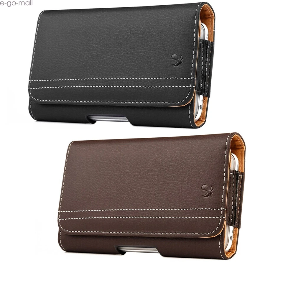 Funda universal para teléfonos celulares funda horizontal de cuero PU con clip para cinturón Foto 1 de 4