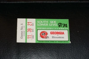 1974 HOUSTON AT GEORGIA COLLEGE FOOTBALL TICKET STUB  - Picture 1 of 2