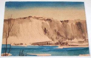 Pintura en acuarela 1948, paisaje firmado de M. Bourne, oeste americano suroeste - Imagen 1 de 8