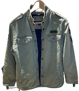 Tommy Hilfiger Army Green Jacket With Logo Patches (Boys L 16-18) - Picture 1 of 8