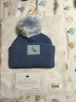 Love Your Melon Soft Blue And Gold Metallic Pom Beanie Cinderella New - Image 1 of 4