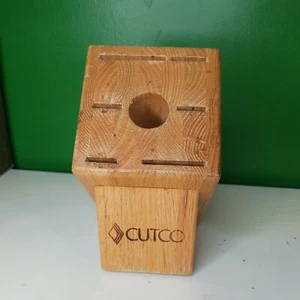 ** Cutco Galley Knife Block 7 SLOT Storage Knives Honey Oak Wooden Holder b5 - Picture 1 of 4