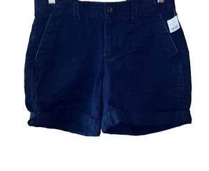 Gap Womens Shorts Blue Size 00 Girlfriend Chino Mid Rise 6" Inseam Rolled - Picture 1 of 6