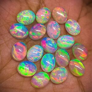 Natural Ethiopian Opal Oval Cobochon Multi Fire Opal 8x6mm Loose Gems Lot 1C 6
