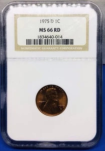 1975-D Lincoln Cent Memorial - **MS 66 RD** - Shiny Bright Coin!! NGC Certified - Picture 1 of 6