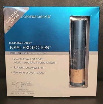 Colorescience Sunforgettable Total Protection Brush-On SPF 50, Medium 3 Pack NEW - Image 1 of 4