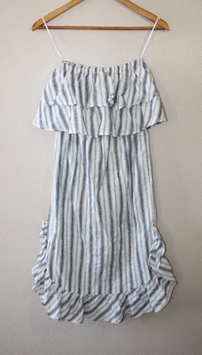 Vestido Rachel Rachel Roy Azul Blanco Rayas Lino Algodón Midi Sin Tirantes XS NUEVO CON ETIQUETAS Foto 1 de 4
