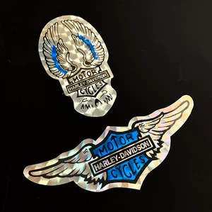 HARLEY DAVIDSON MOTORRAD Flügel Mini Vintage Aufkleber Decal Prisma Prismatic Holo - Bild 1 von 3