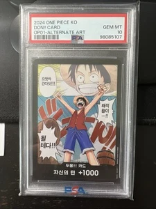 ONE PIECE ROMANCE DAWN OP01 DON!! CARD ALTERNATE ART PSA 10 KOR V - Picture 1 of 1