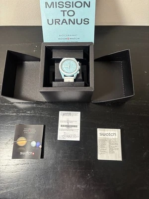 Swatch x Omega Bioceramic Moonswatch Mission To Uranus SO33L100 Blue Men Watch - Image 1 of 4