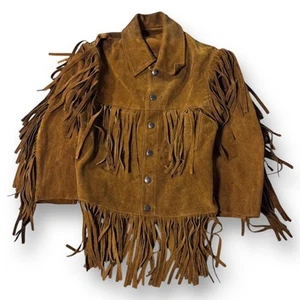 Euro Vintage Spanish Fringe Leather Jacket Western Suede size S - Picture 1 of 9