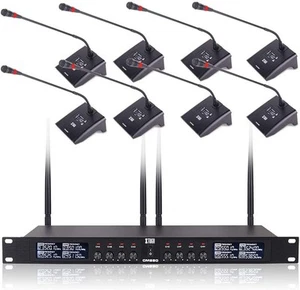 XTUGA YT8 UHF 8 Channel Desktop Gooseneck Microphone System Conference Mic - Picture 1 of 23