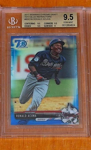 RONALD ACUNA ROOKIE: 2017 BOWMAN CHROME 70TH BLUE REFRACTORS #BDC39 BGS 9.5 /200 - Picture 1 of 1