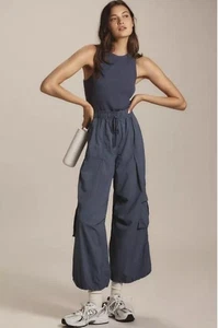 Anthropologie Daily Practice Blue Messa Sleeveless Jumpsuit XXS Lightweight Zip - Picture 1 of 11
